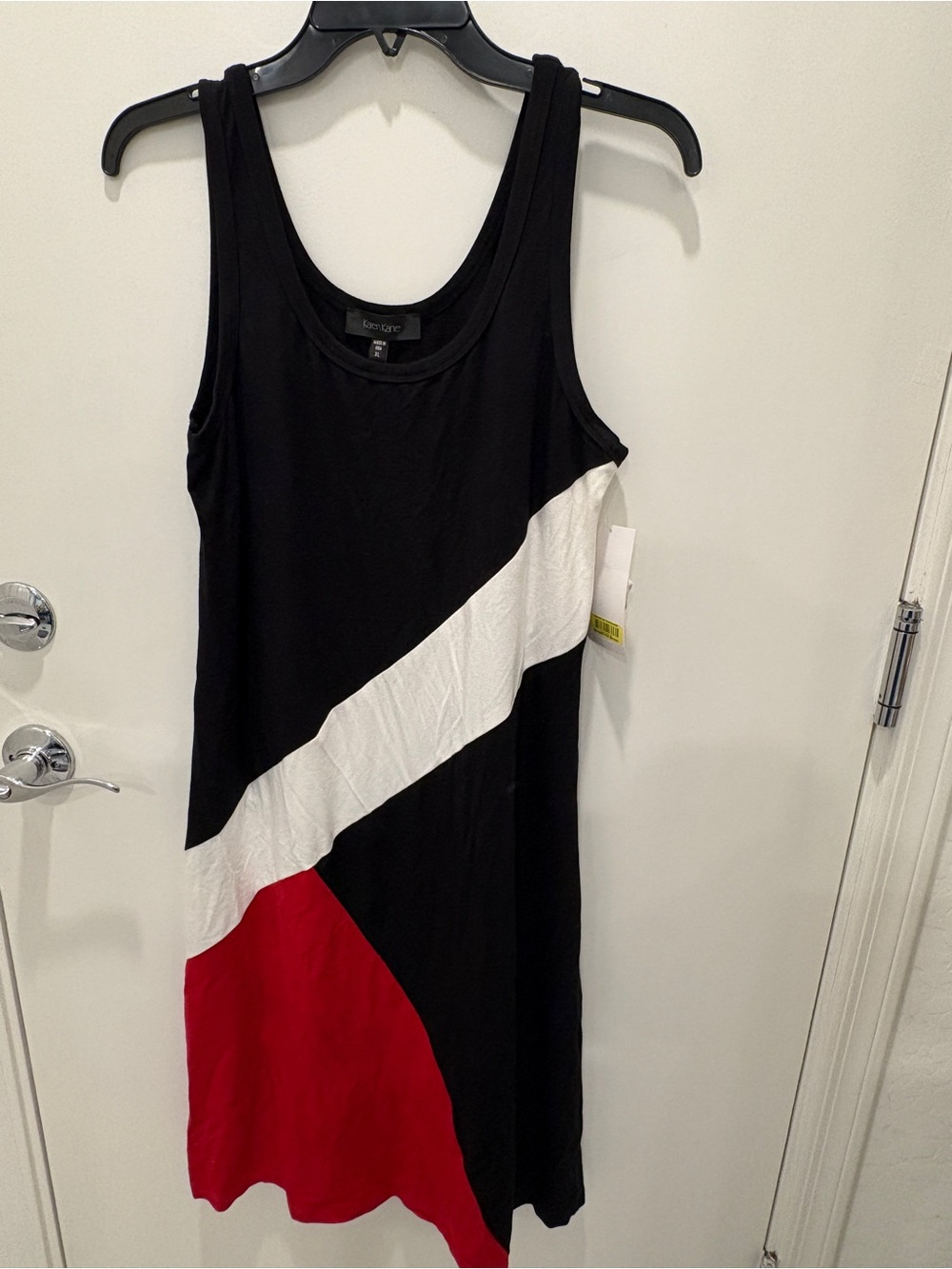 Karen Kane Black, White & Red Sleeveless Colorblock Dress